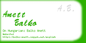 anett balko business card